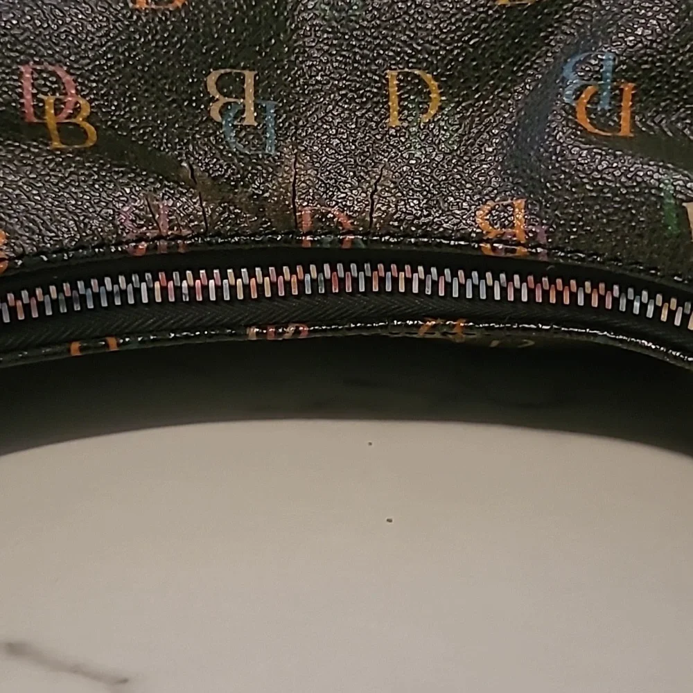 Vintage Dooney & Bourke Rainbow Monogram Logo Mini Hobo Bucket Bag Purse Y2K - Picture 8 of 16
